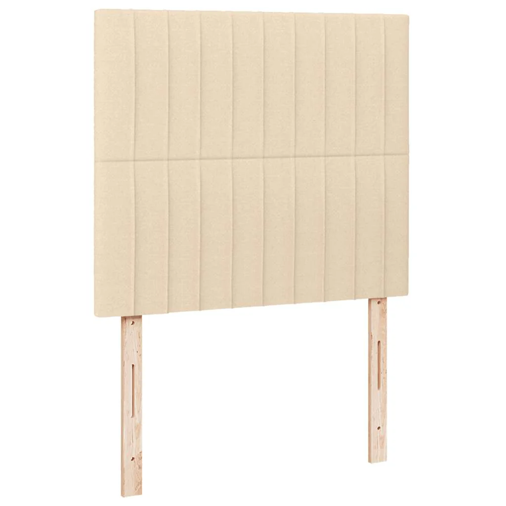 kontinentalseng med LED-lys 120x190 cm stof cremefarvet - Image 8