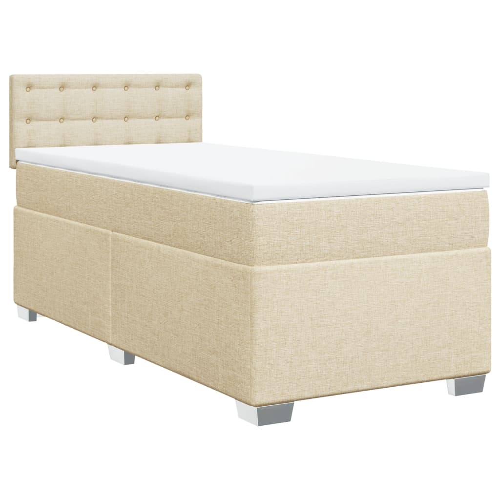 kontinentalseng med madras 100x200 cm stof cremefarvet - Image 2