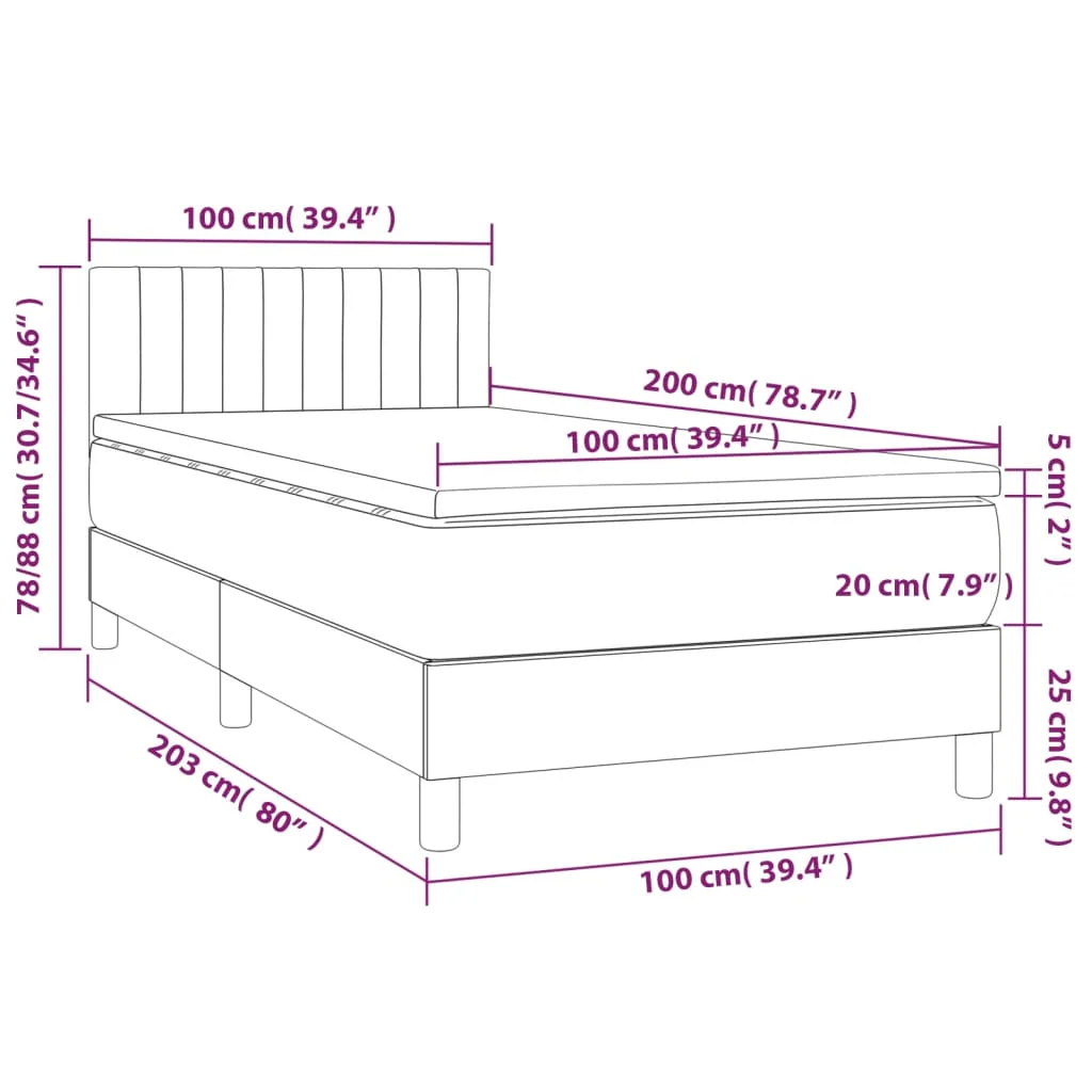 kontinentalseng med madras 100x200 cm stof cremefarvet - Image 7