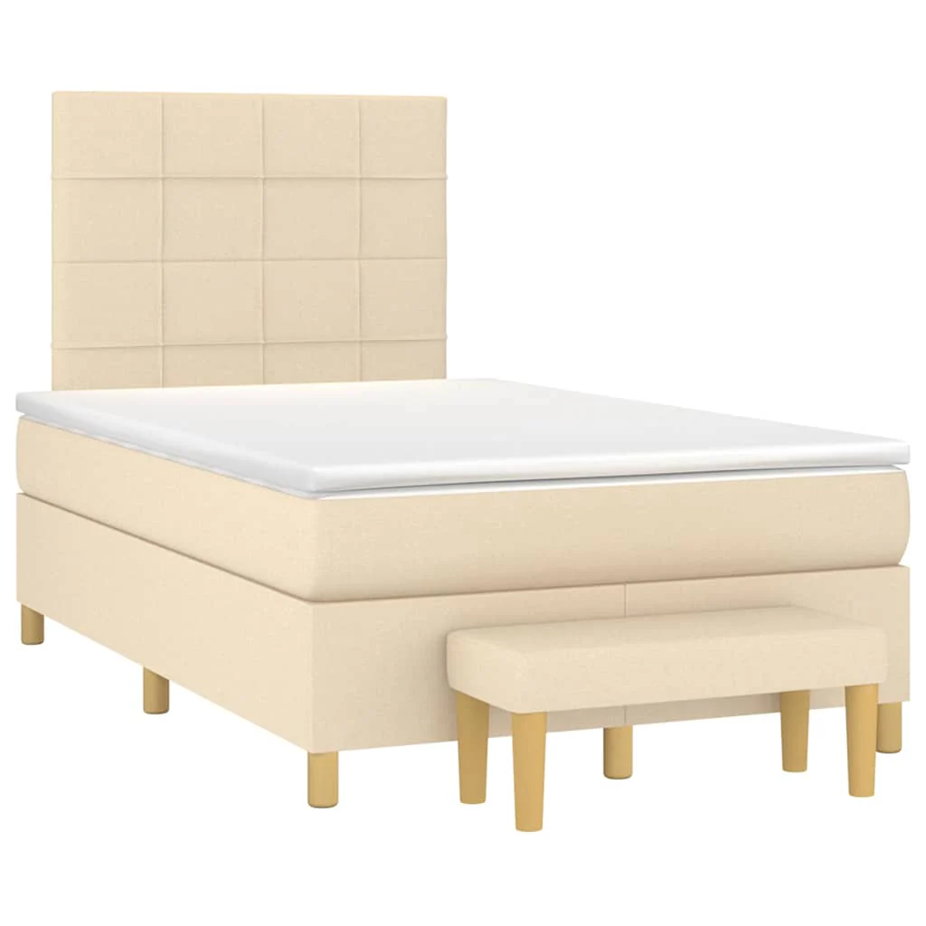 kontinentalseng med madras 120x190 cm stof cremefarvet - Image 2