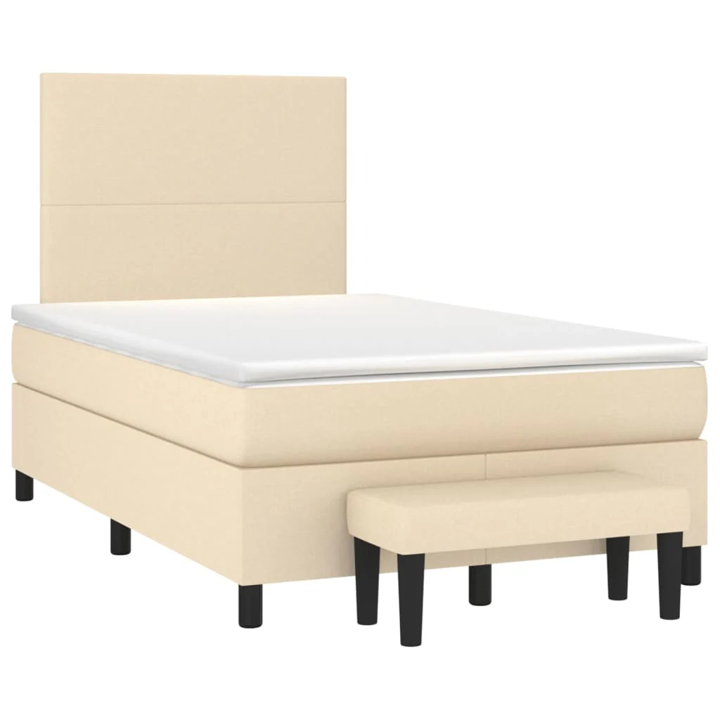 kontinentalseng med madras 120x190 cm stof cremefarvet - Image 2