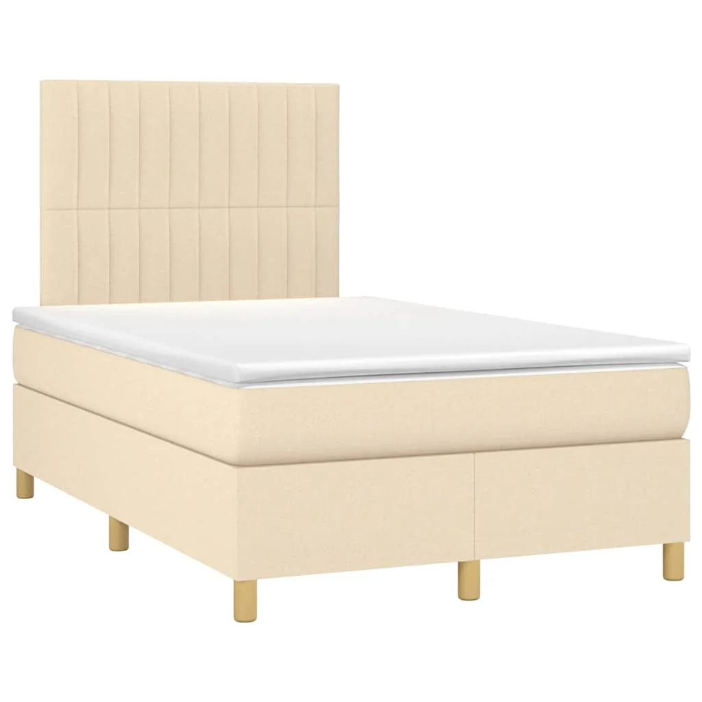 kontinentalseng med madras 120x190 cm stof cremefarvet - Image 2
