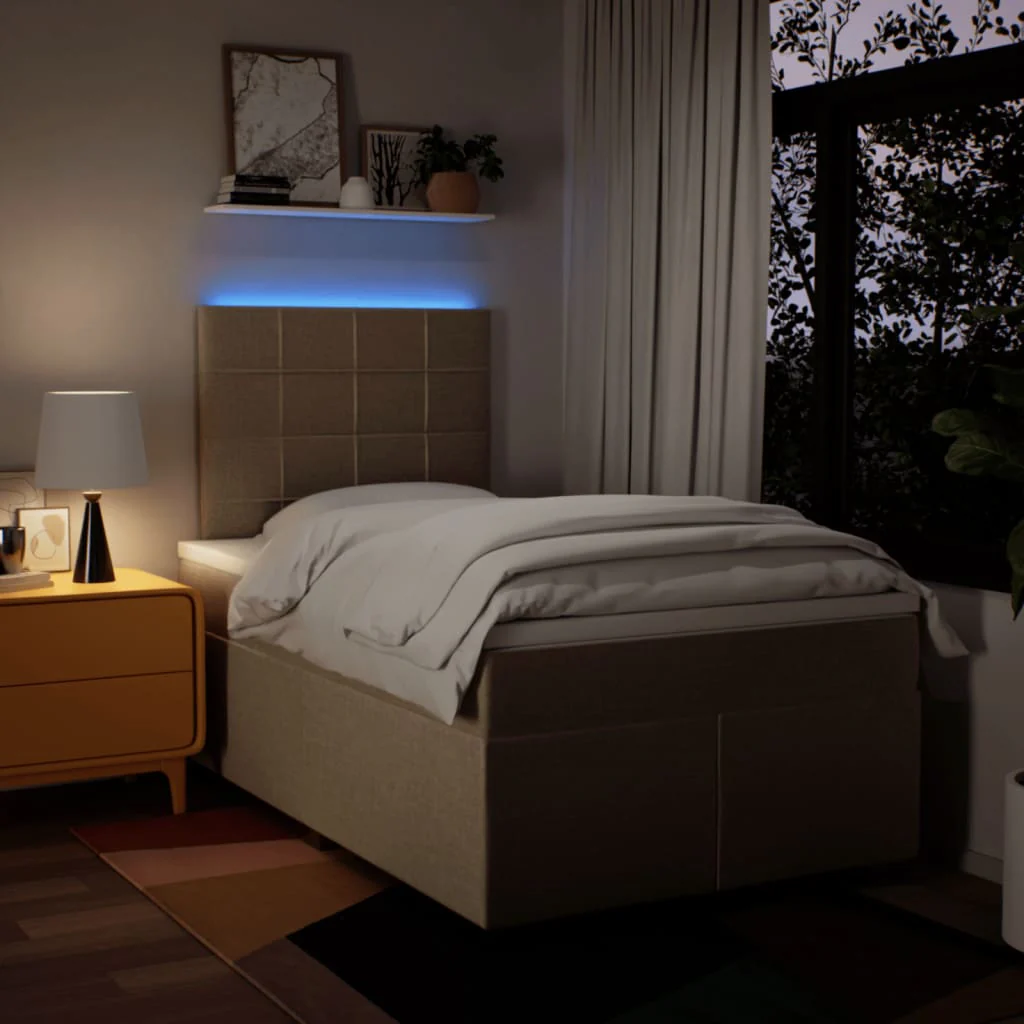 kontinentalseng med madras 120x190 cm stof cremefarvet - Image 5