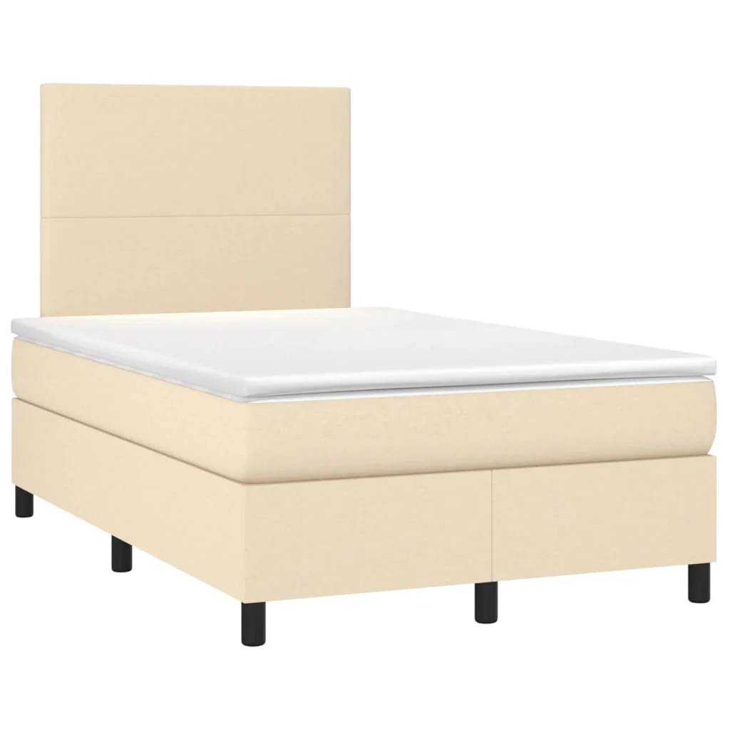 kontinentalseng med madras 120x190 cm stof cremefarvet - Image 2