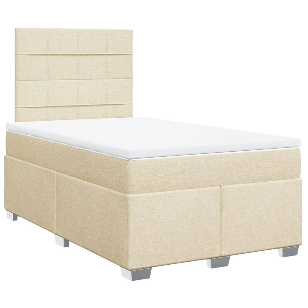 kontinentalseng med madras 120x190 cm stof cremefarvet - Image 2
