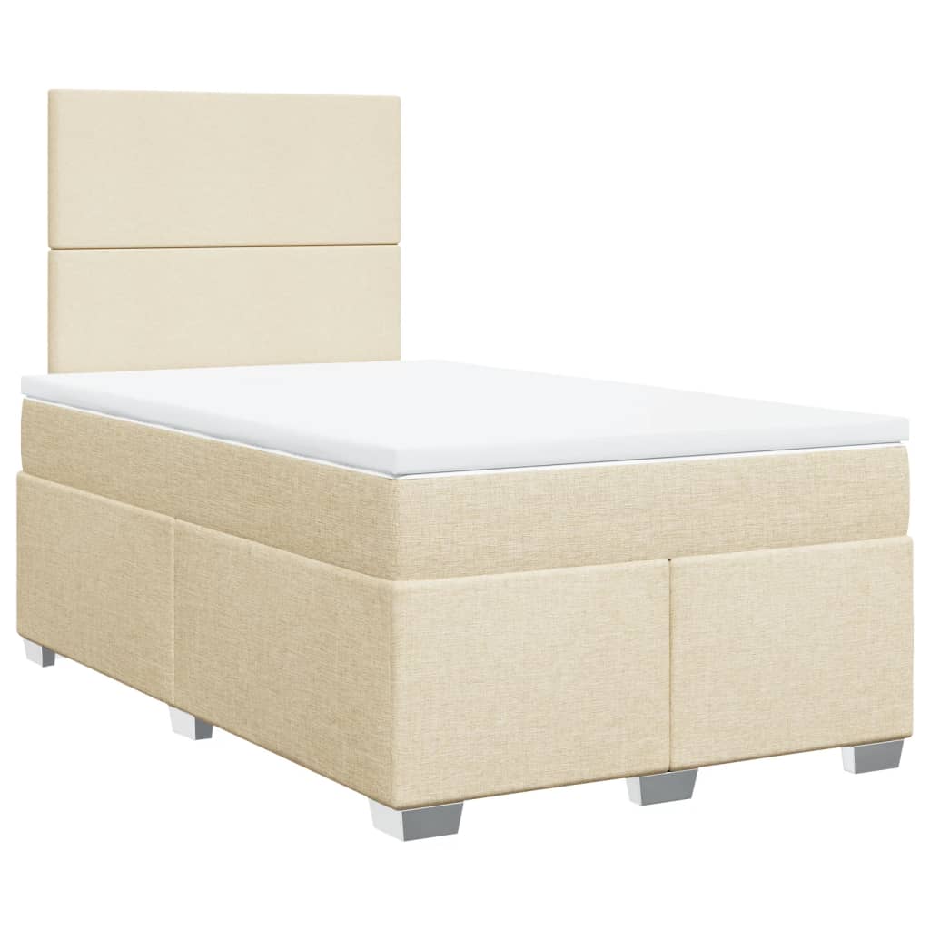 kontinentalseng med madras 120x190 cm stof cremefarvet - Image 2