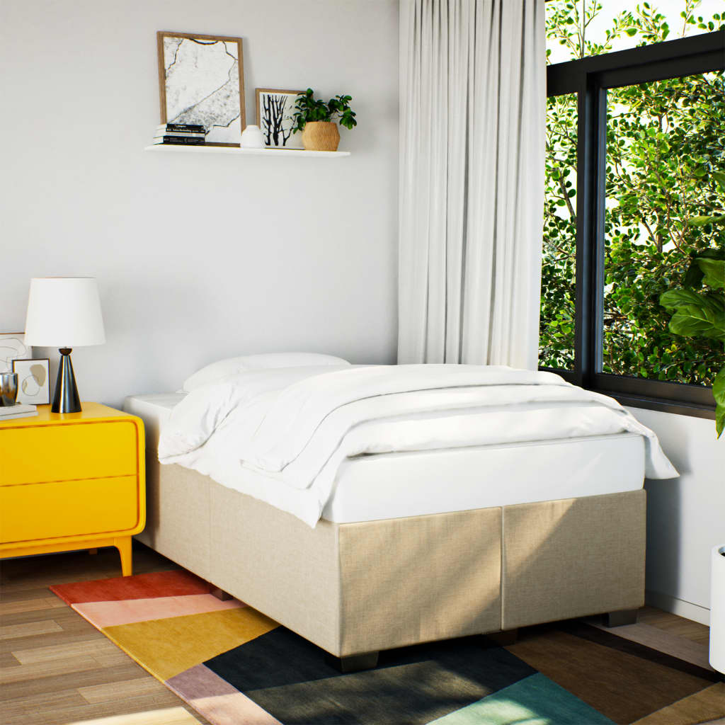 kontinentalseng med madras 120x190 cm stof cremefarvet - Image 3