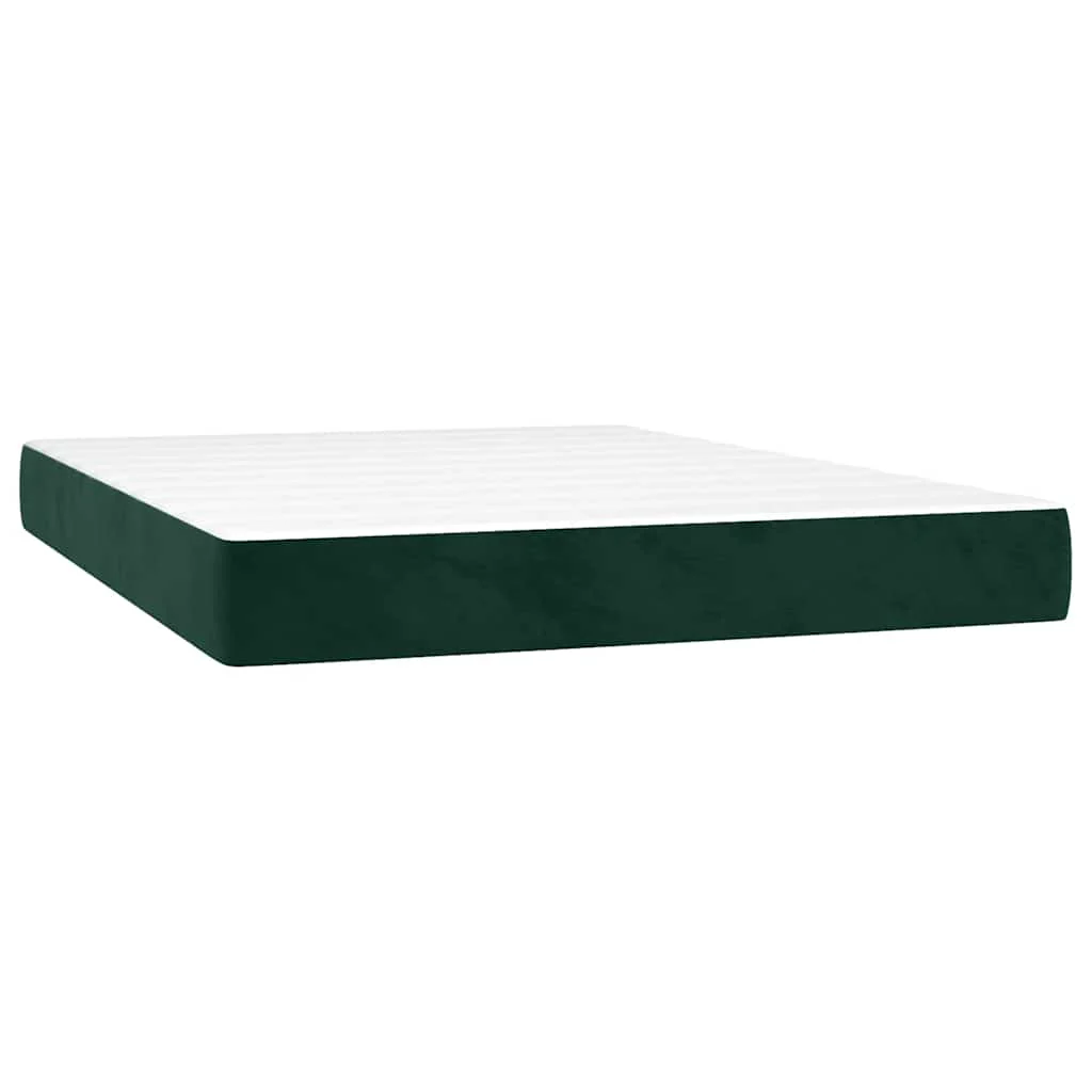 kontinentalseng med madras 140x190 cm fløjl mørkegrøn - Image 5