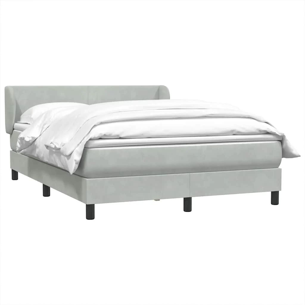 kontinentalseng med madras 160x210 cm fløjl lysegrå - Image 4