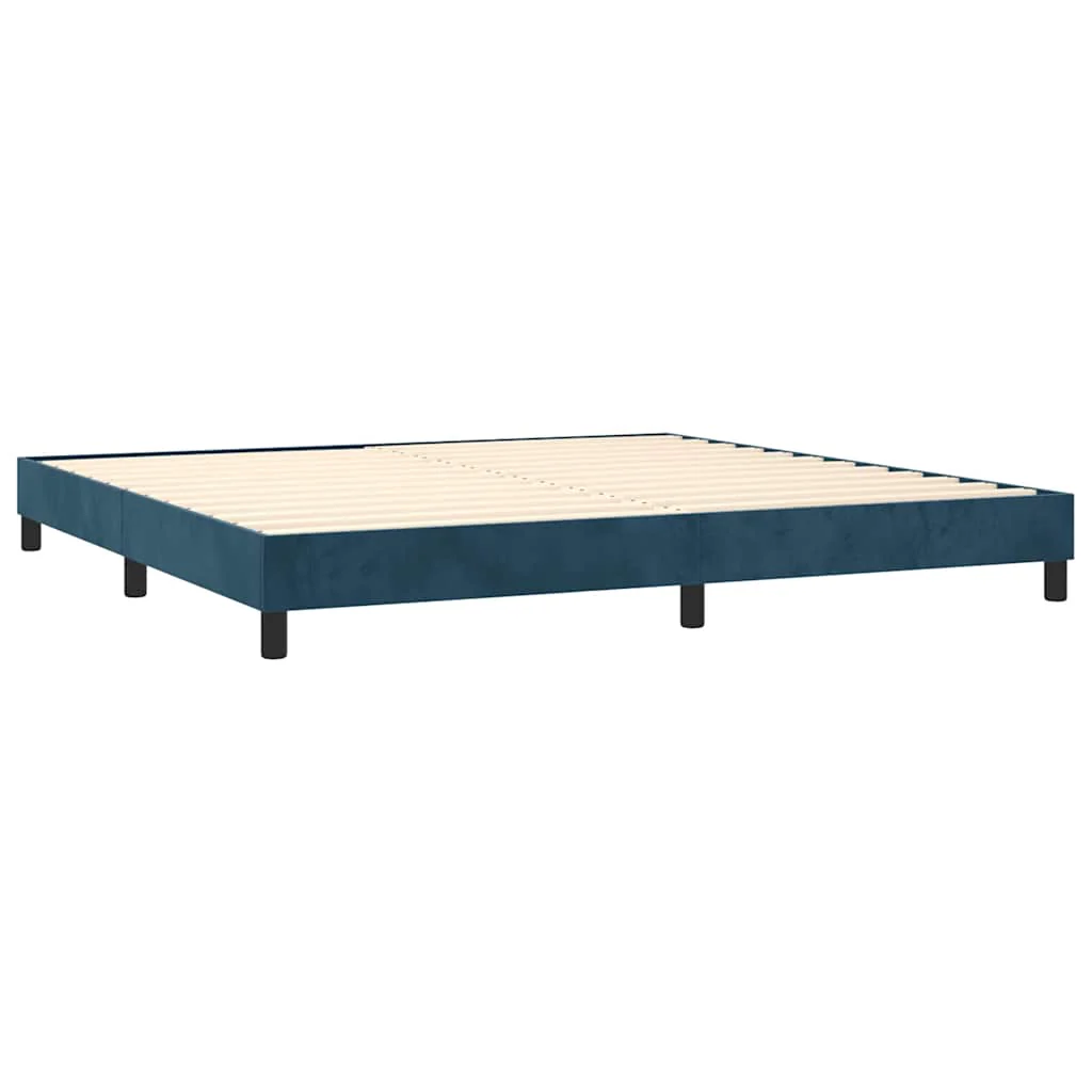 kontinentalseng med madras 200x200 cm fløjl mørkeblå - Image 4
