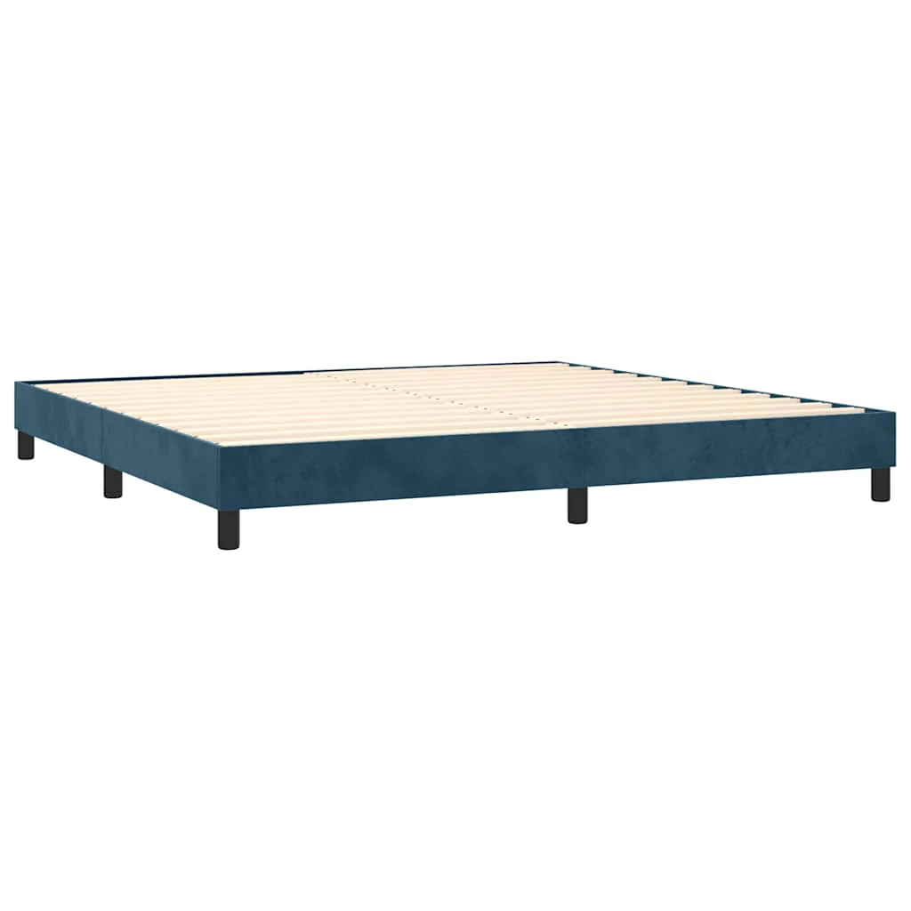 kontinentalseng med madras 200x200 cm fløjl mørkeblå - Image 4