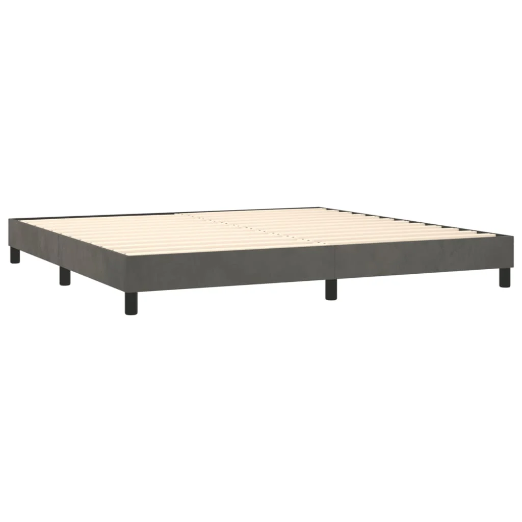 kontinentalseng med madras 200x200 cm fløjl mørkegrå - Image 4