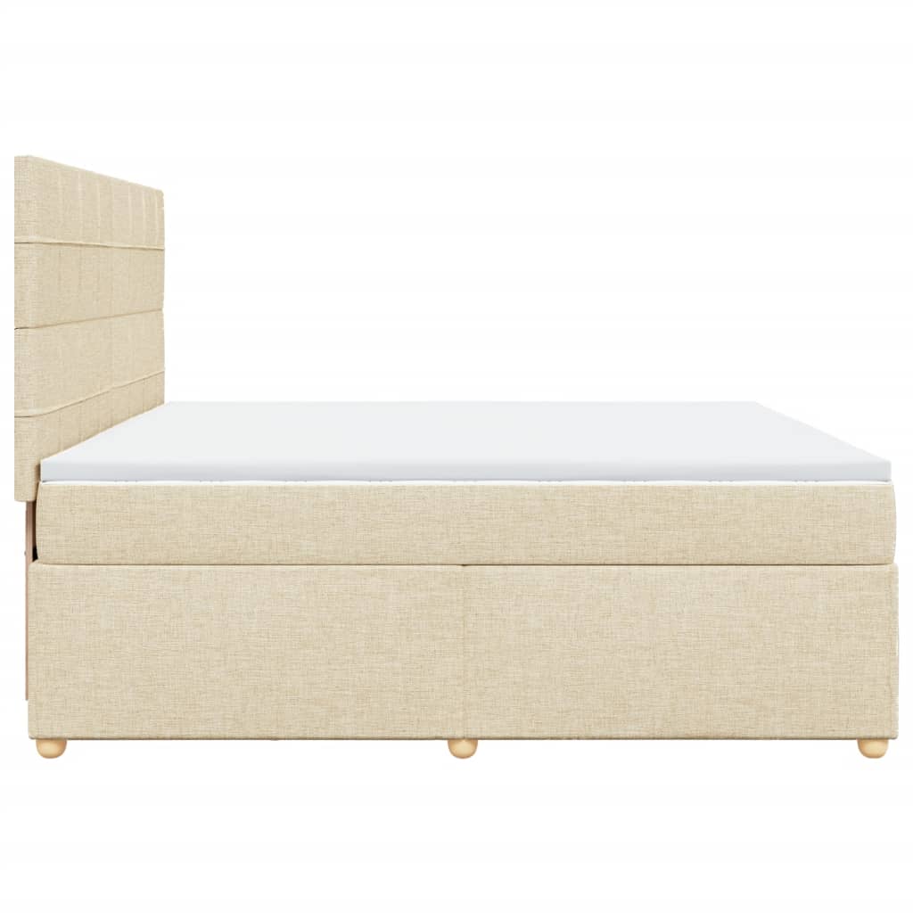 kontinentalseng med madras 200x200 cm stof cremefarvet - Image 7