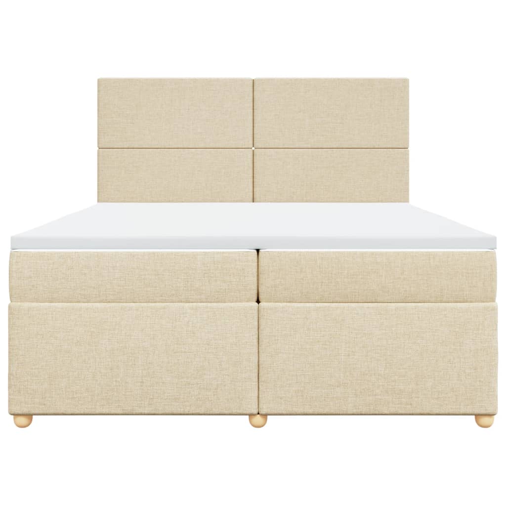 kontinentalseng med madras 200x200 cm stof cremefarvet - Image 6
