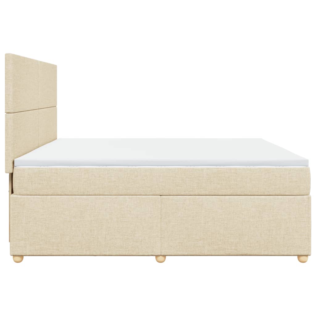 kontinentalseng med madras 200x200 cm stof cremefarvet - Image 7