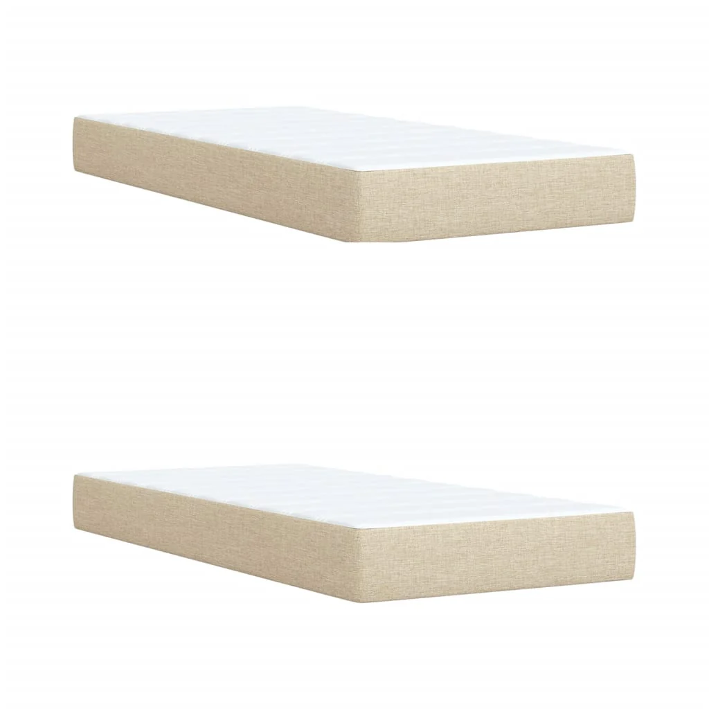 kontinentalseng med madras 200x200 cm stof cremefarvet - Image 8