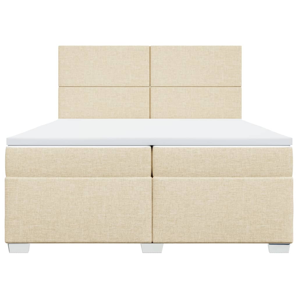 kontinentalseng med madras 200x200 cm stof cremefarvet - Image 6