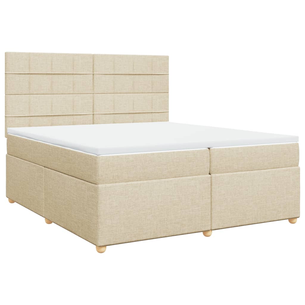 kontinentalseng med madras 200x200 cm stof cremefarvet - Image 2