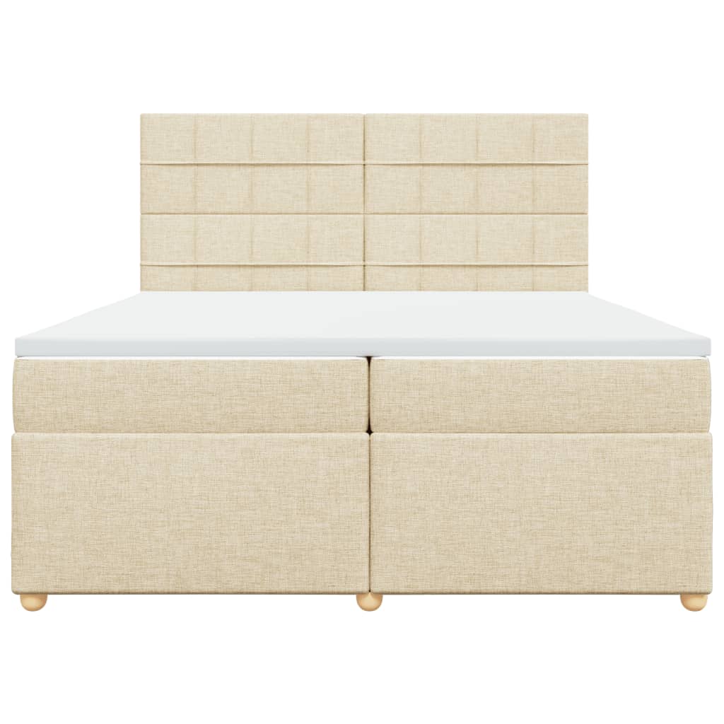 kontinentalseng med madras 200x200 cm stof cremefarvet - Image 4