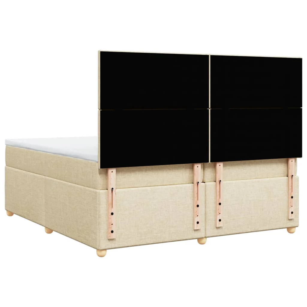 kontinentalseng med madras 200x200 cm stof cremefarvet - Image 6