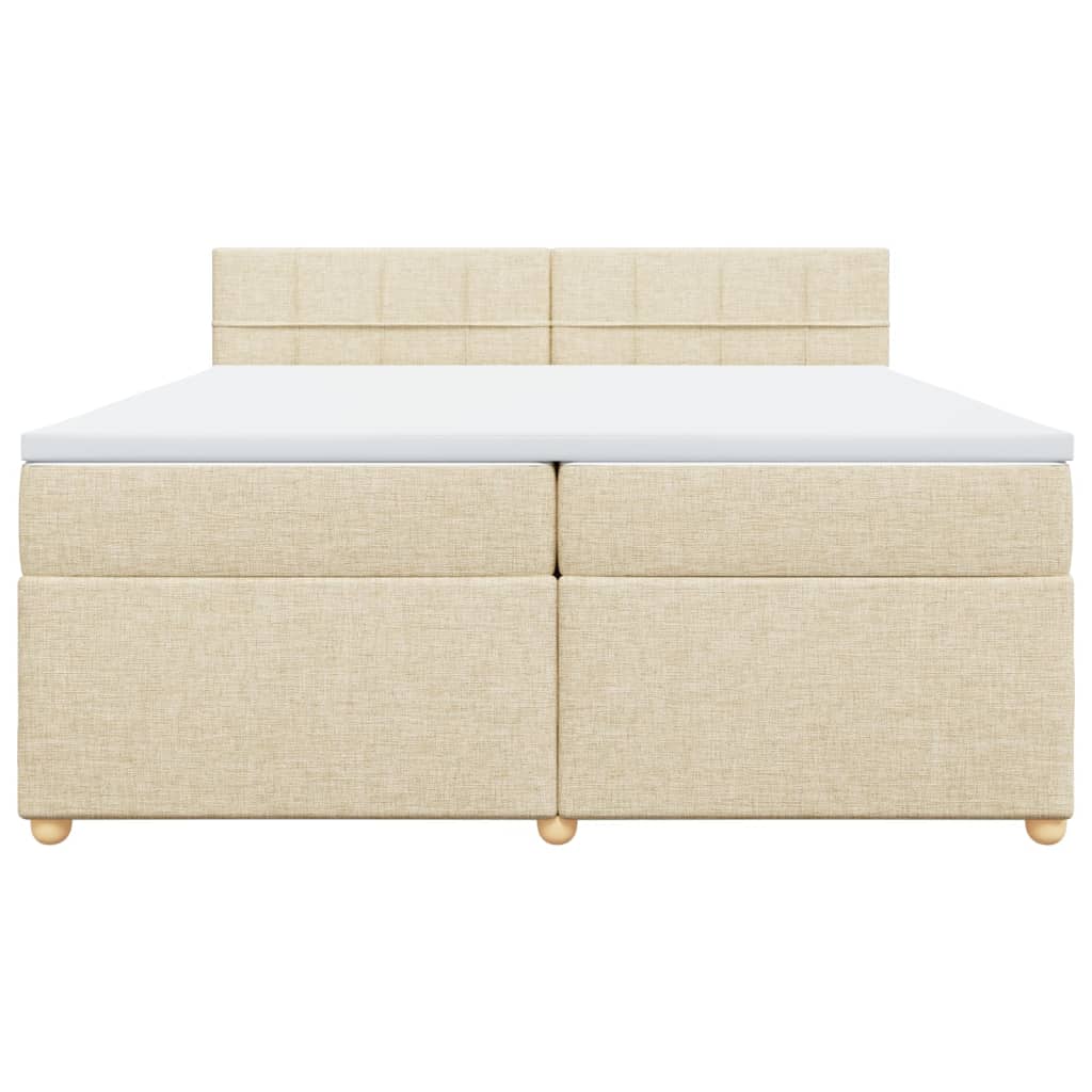 kontinentalseng med madras 200x200 cm stof cremefarvet - Image 6