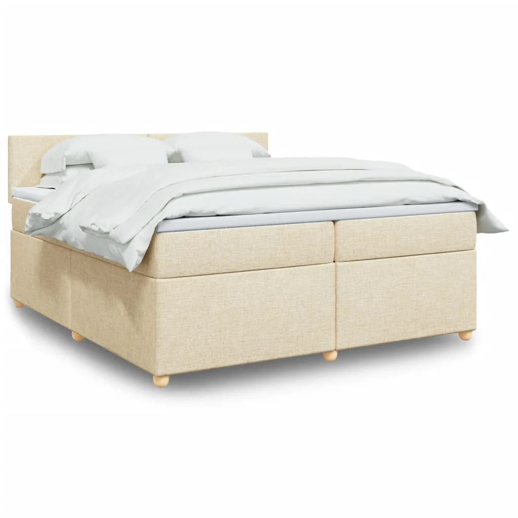 kontinentalseng med madras 200x200 cm stof cremefarvet