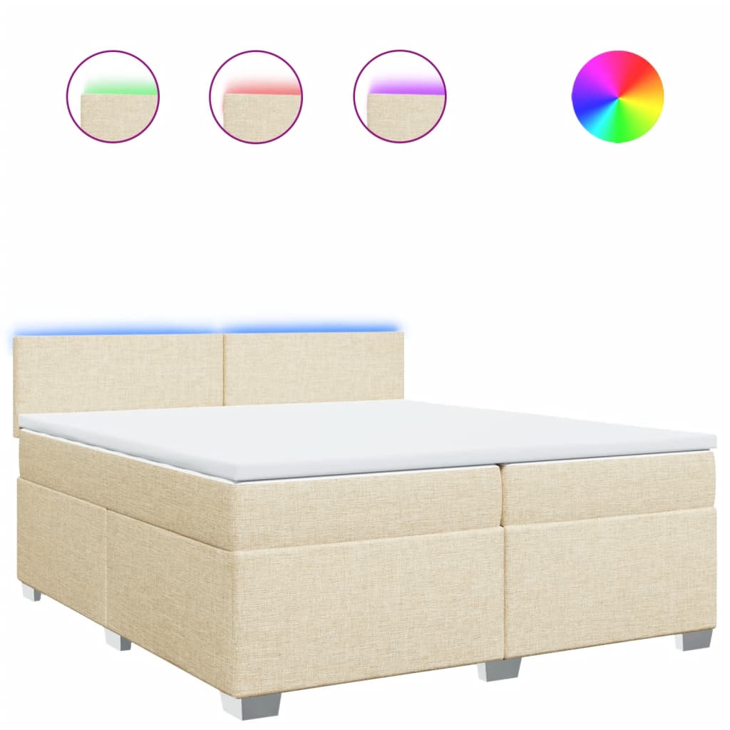 kontinentalseng med madras 200x200 cm stof cremefarvet - Image 2