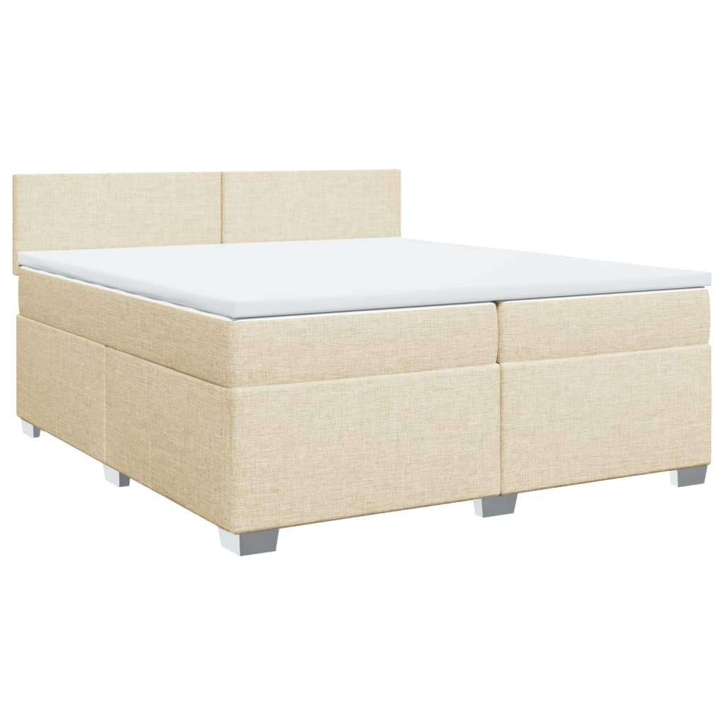 kontinentalseng med madras 200x200 cm stof cremefarvet - Image 3