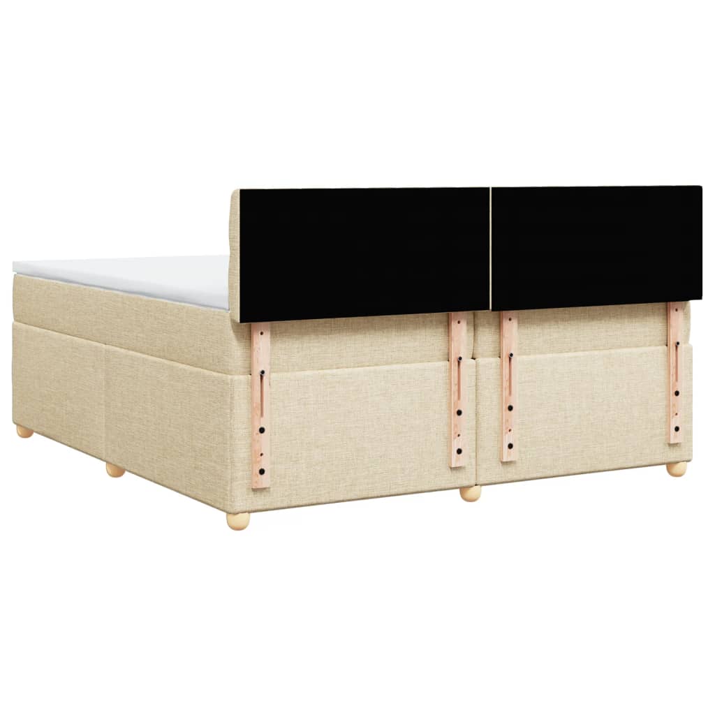 kontinentalseng med madras 200x200 cm stof cremefarvet - Image 6