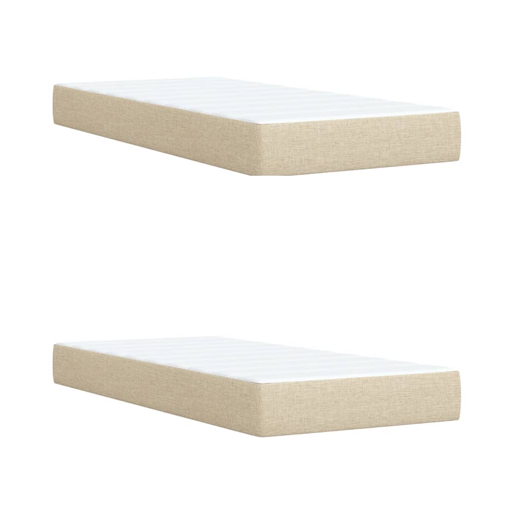 kontinentalseng med madras 200x200 cm stof cremefarvet - Image 8