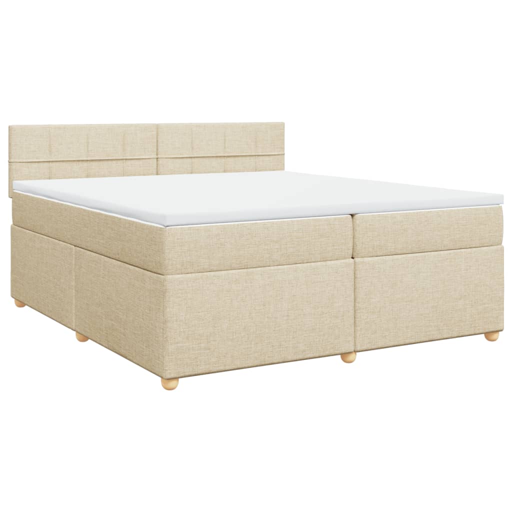 kontinentalseng med madras 200x200 cm stof cremefarvet - Image 2