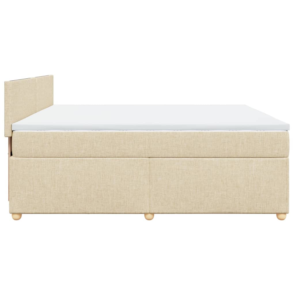 kontinentalseng med madras 200x200 cm stof cremefarvet - Image 5