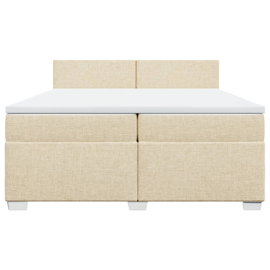 kontinentalseng med madras 200x200 cm stof cremefarvet - Image 4