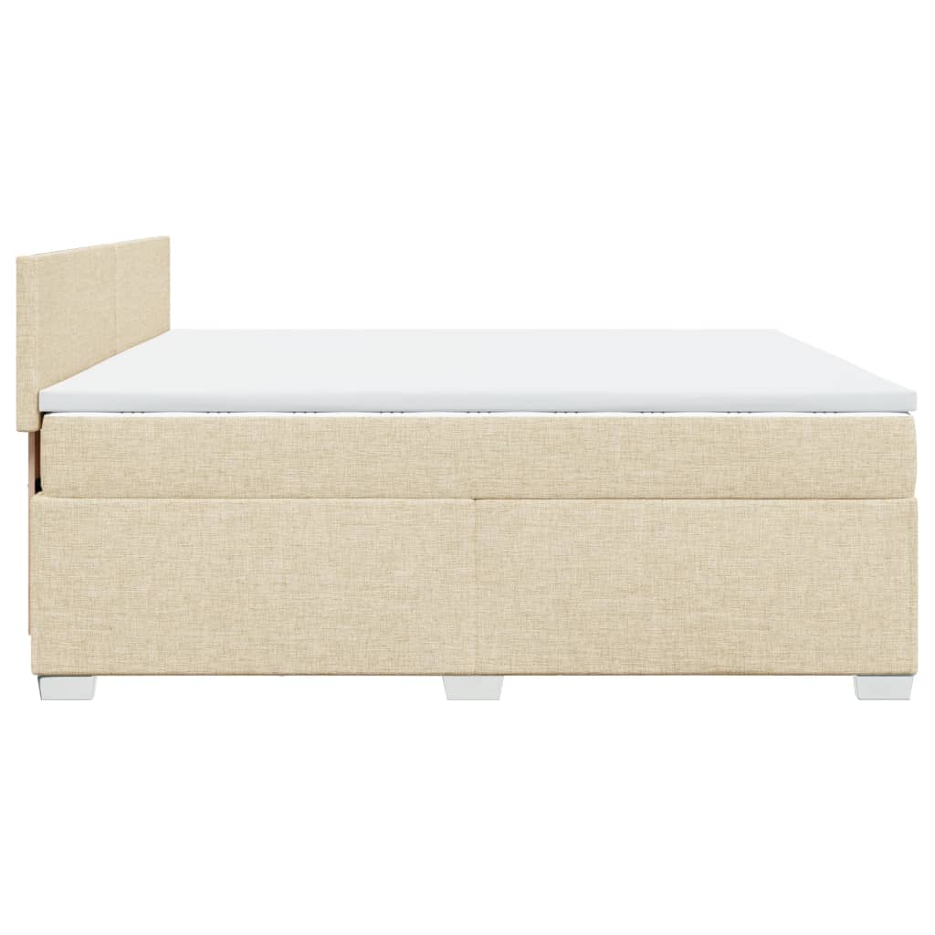 kontinentalseng med madras 200x200 cm stof cremefarvet - Image 8