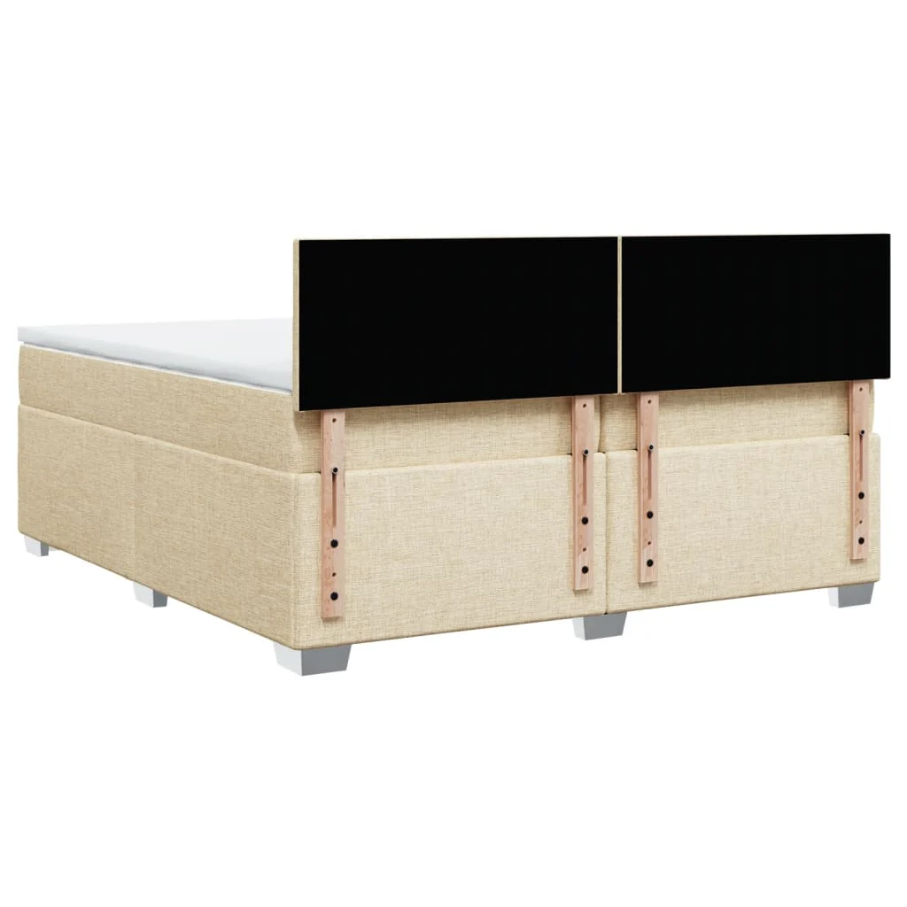 kontinentalseng med madras 200x200 cm stof cremefarvet - Image 9