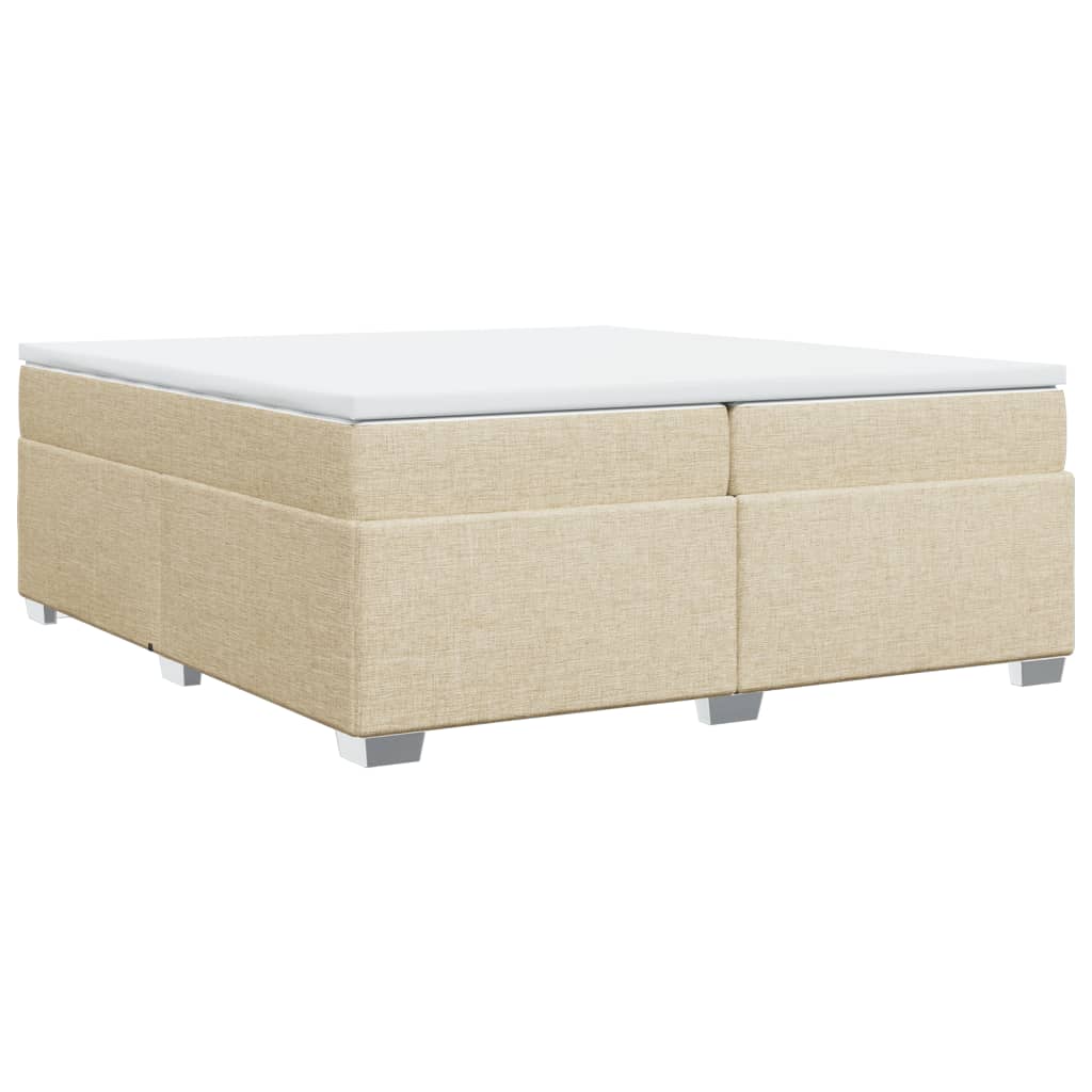 kontinentalseng med madras 200x200 cm stof cremefarvet - Image 2