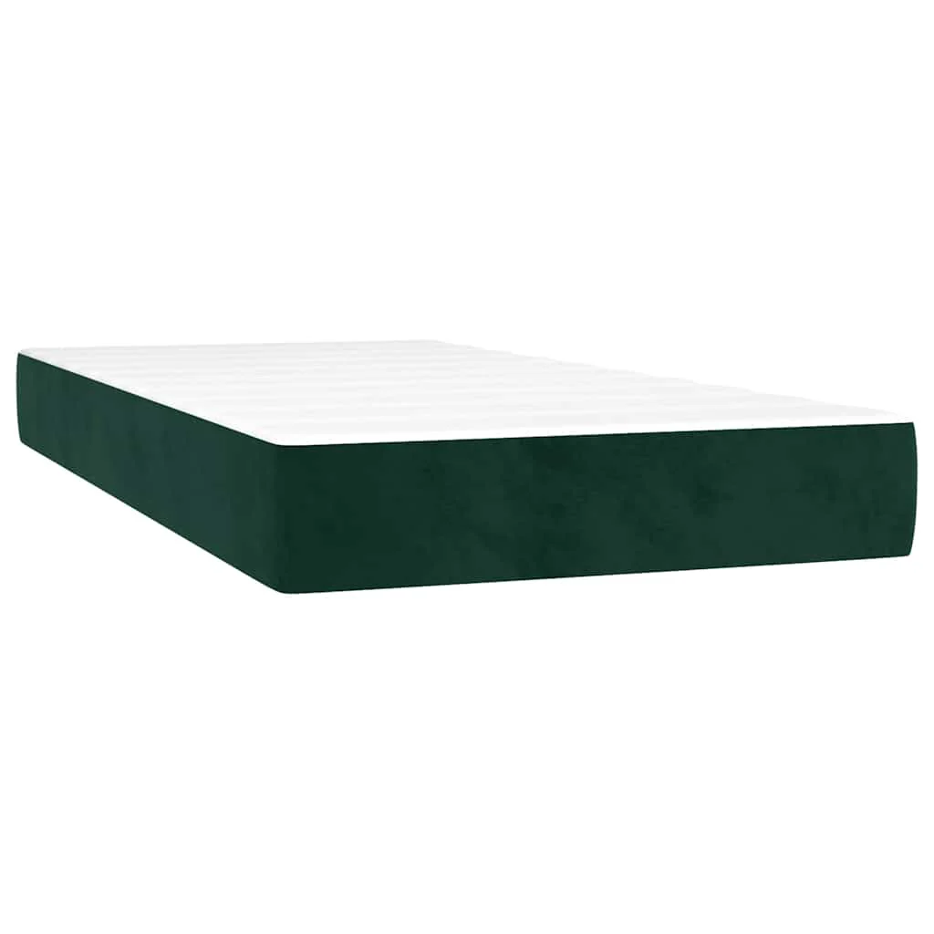 kontinentalseng med madras 80x200 cm fløjl mørkegrøn - Image 5