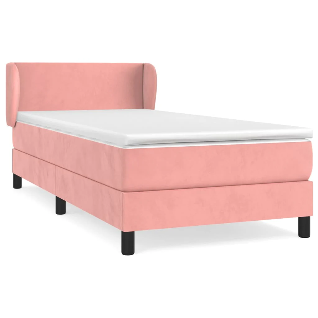 kontinentalseng med madras 90x190 cm fløjl pink - Image 2