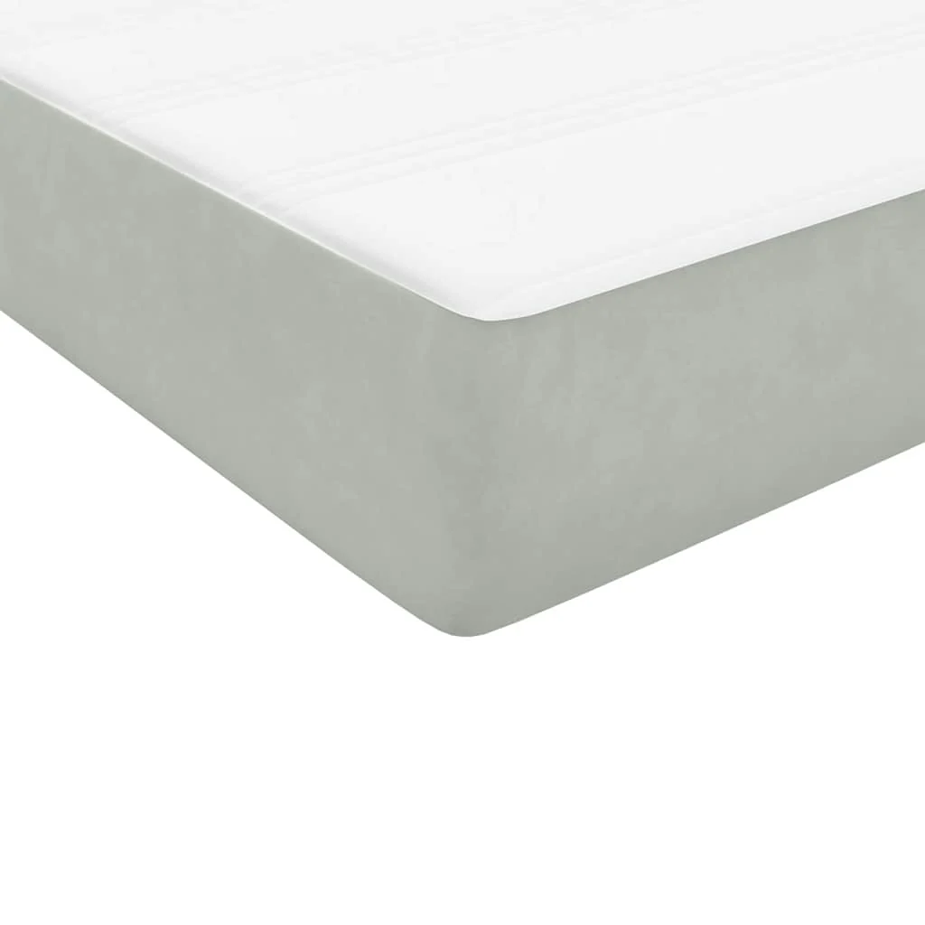 kontinentalseng med madras lysegrå 80x210 cm fløjl - Image 8