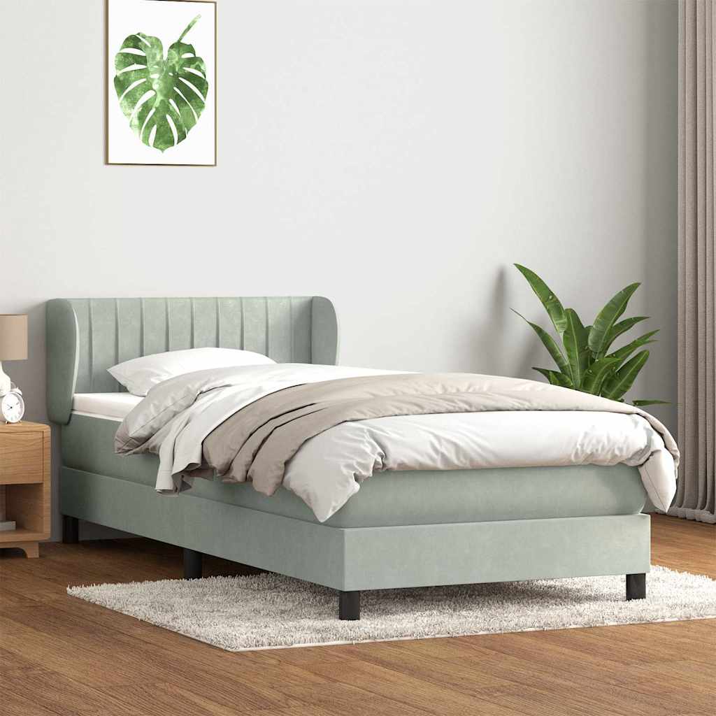 kontinentalseng med madras lysegrå 80x210 cm fløjl