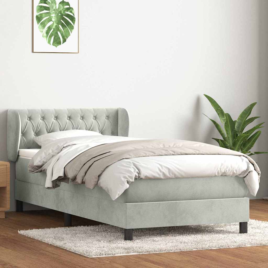 kontinentalseng med madras lysegrå 80x220 cm fløjl