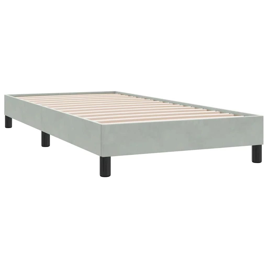 kontinentalseng med madras lysegrå 90x210 cm fløjl - Image 5