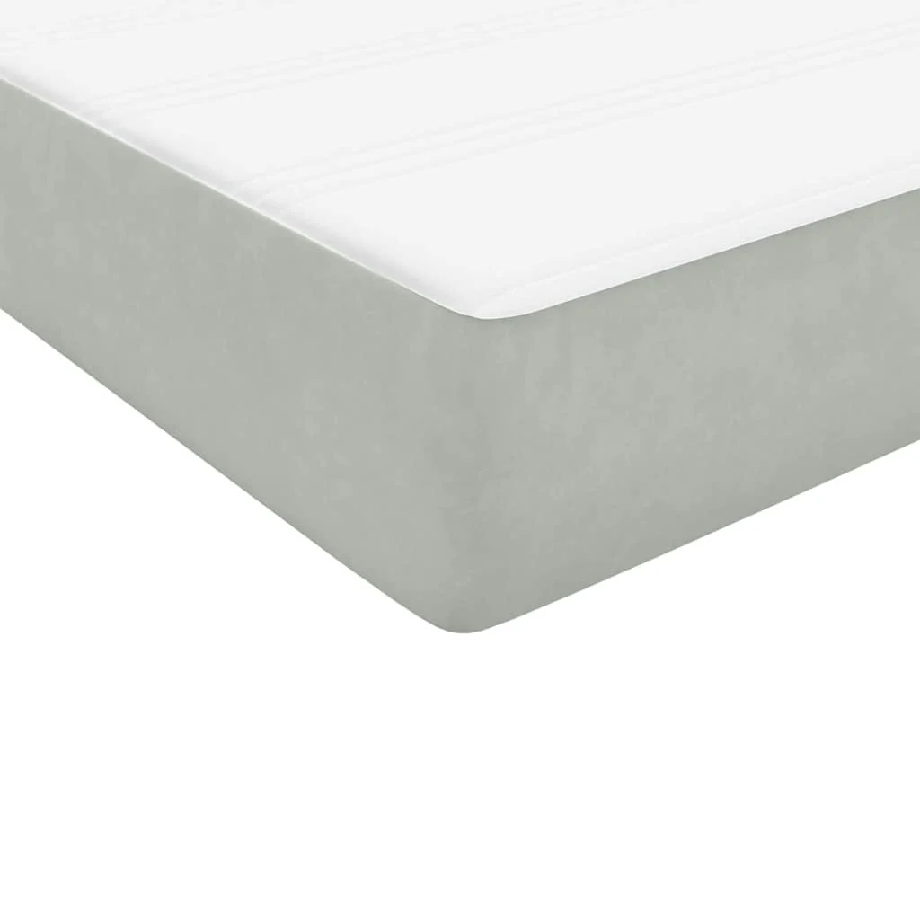 kontinentalseng med madras lysegrå 90x210 cm fløjl - Image 8
