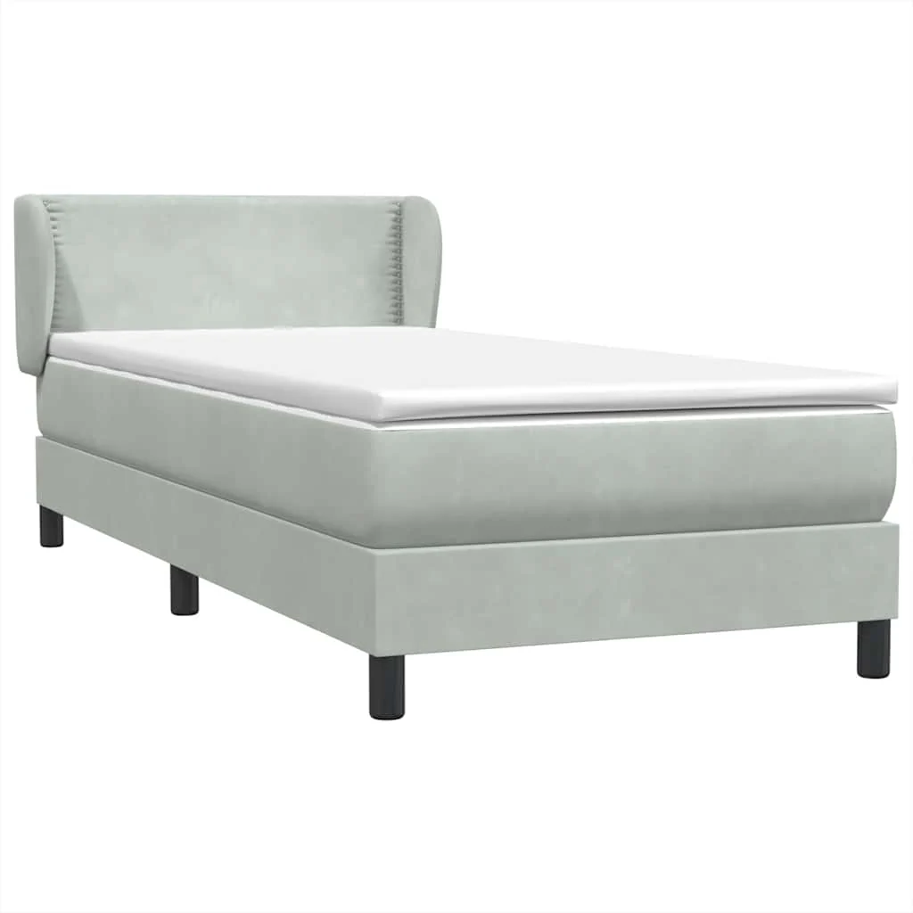 kontinentalseng med madras lysegrå 90x210 cm fløjl - Image 4