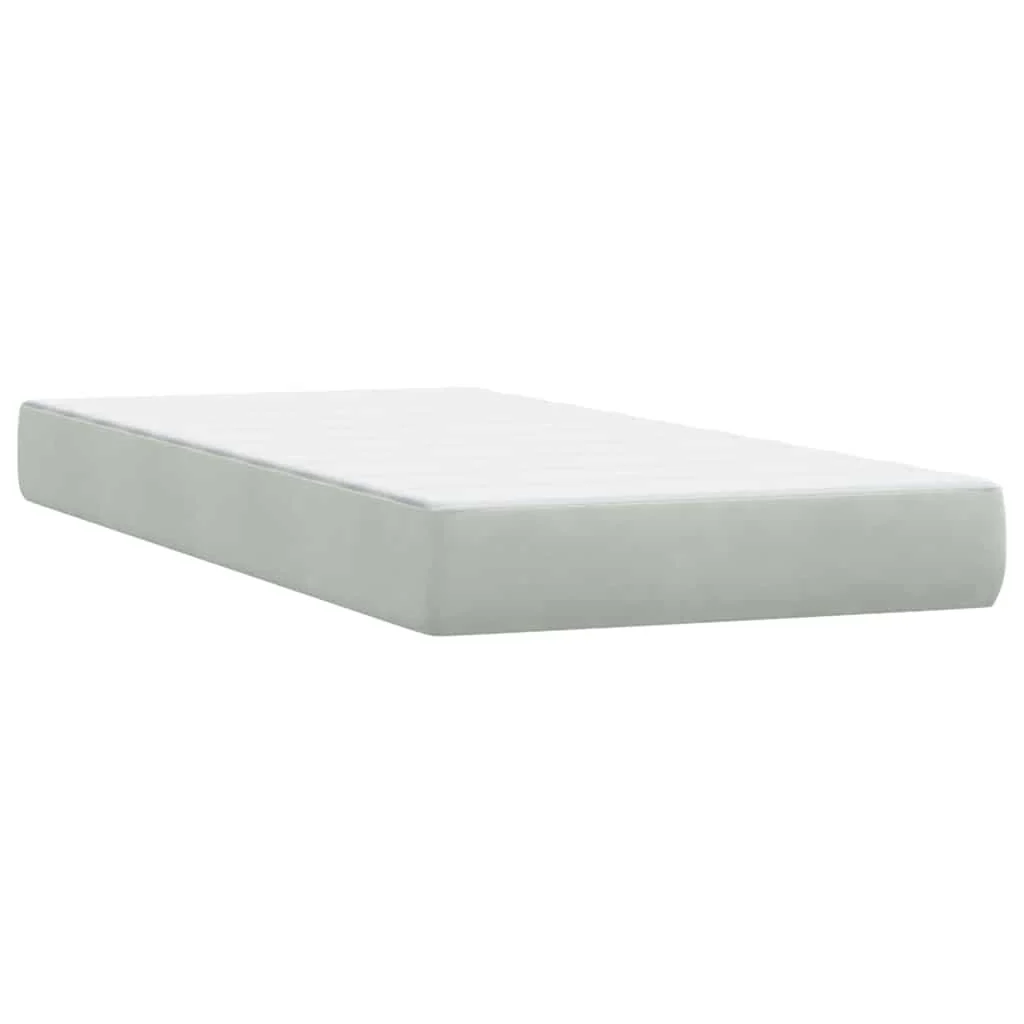 kontinentalseng med madras lysegrå 90x210 cm fløjl - Image 6
