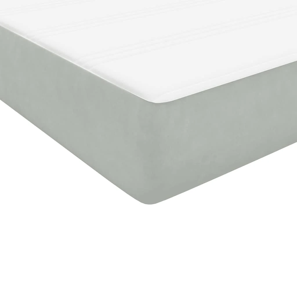 kontinentalseng med madras lysegrå 90x210 cm fløjl - Image 8