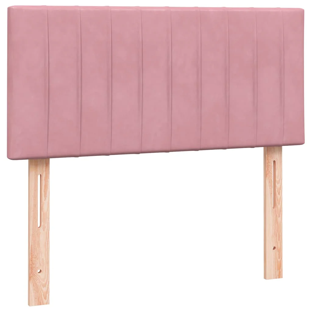 kontinentalseng med madras lyserød 90x210 cm fløjl - Image 7