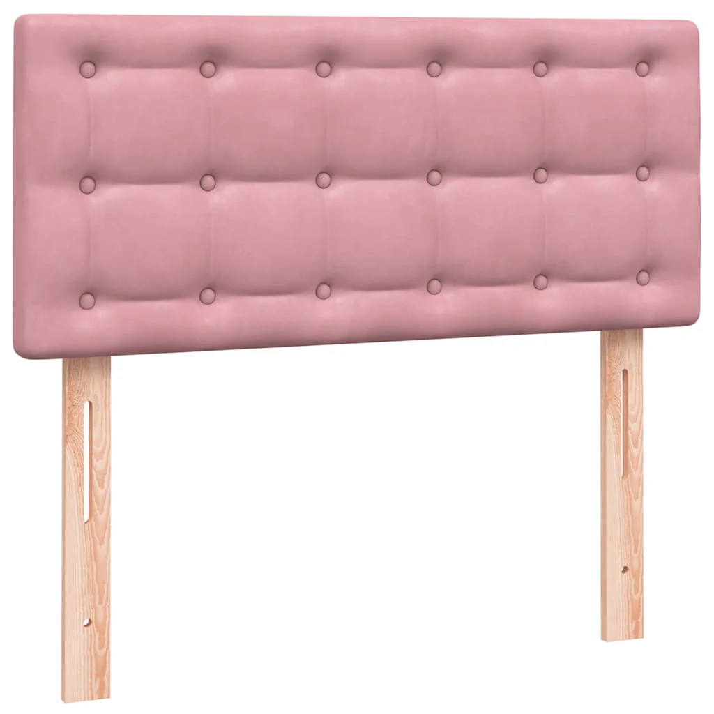 kontinentalseng med madras lyserød 90x210 cm fløjl - Image 7
