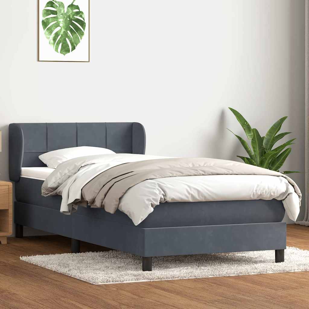 kontinentalseng med madras mørkegrå 80x220 cm fløjl