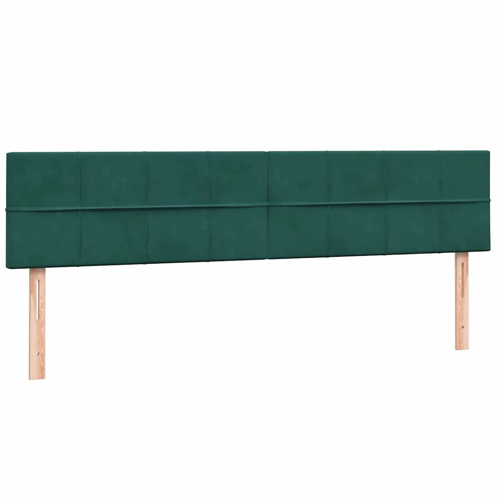 kontinentalseng med madras og LED-lys 180x220 cm fløjl mørkegrøn - Image 7